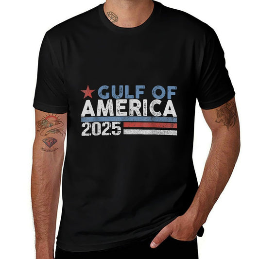 Gulf of USA America Funny Vintage USA Flag Graphic-printed T-Shirt