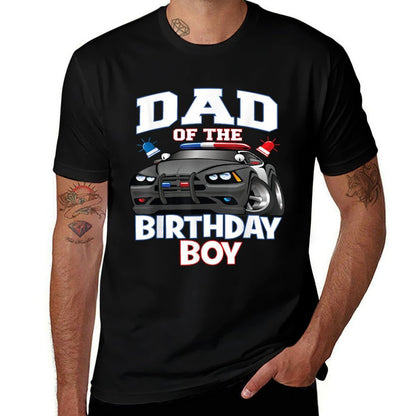 Dad Of The Birthday Boy Policeman Officer Party  Fade-proof Color T-Shirt