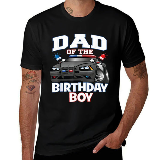 Dad Of The Birthday Boy Policeman Officer Party  Fade-proof Color T-Shirt