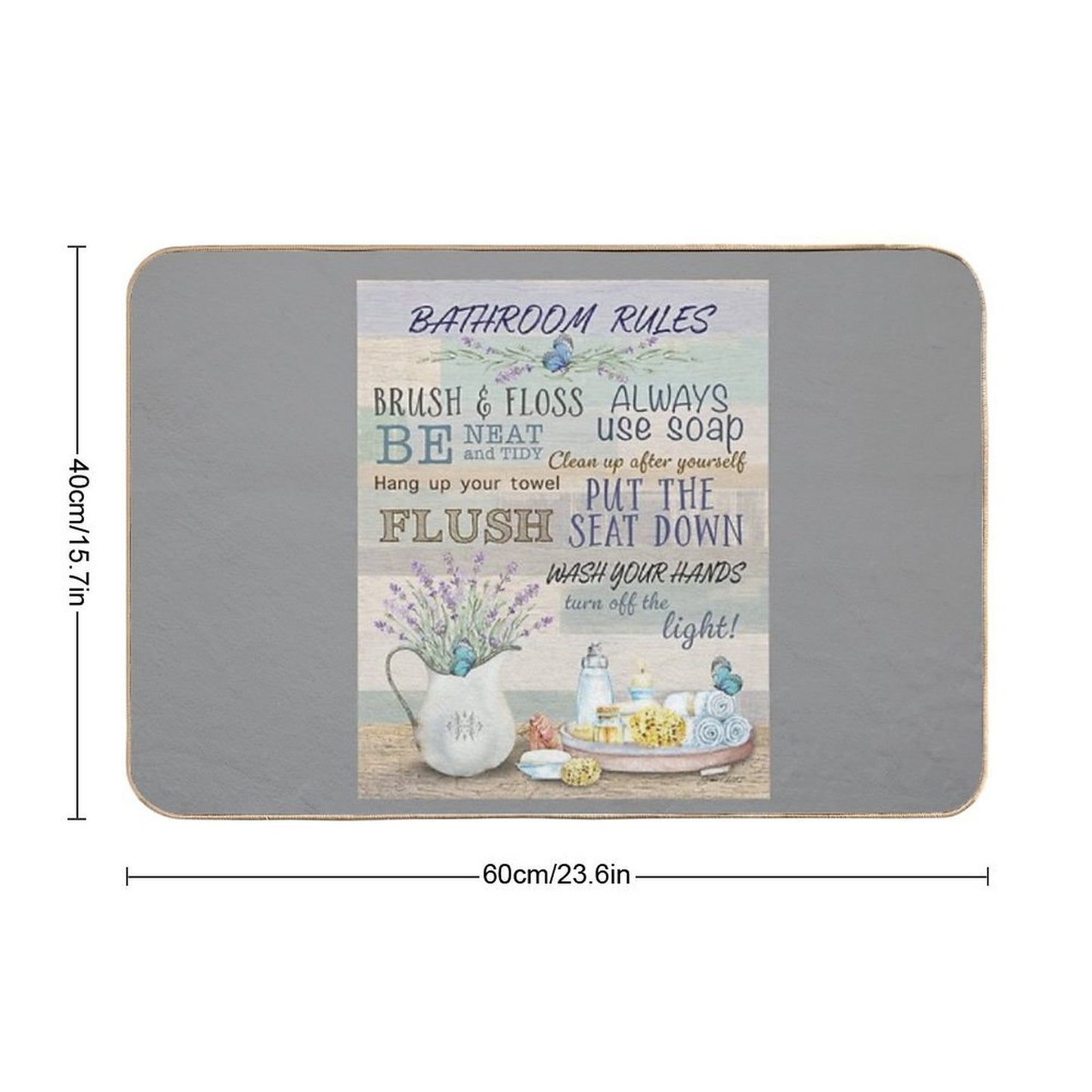 Lavender Bathroom Rules  Repositionable Bath Mat