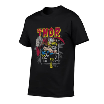 Marvel Mighty Thor Hammer Throw Retro Kids Graphic  Tagless Design T-Shirt