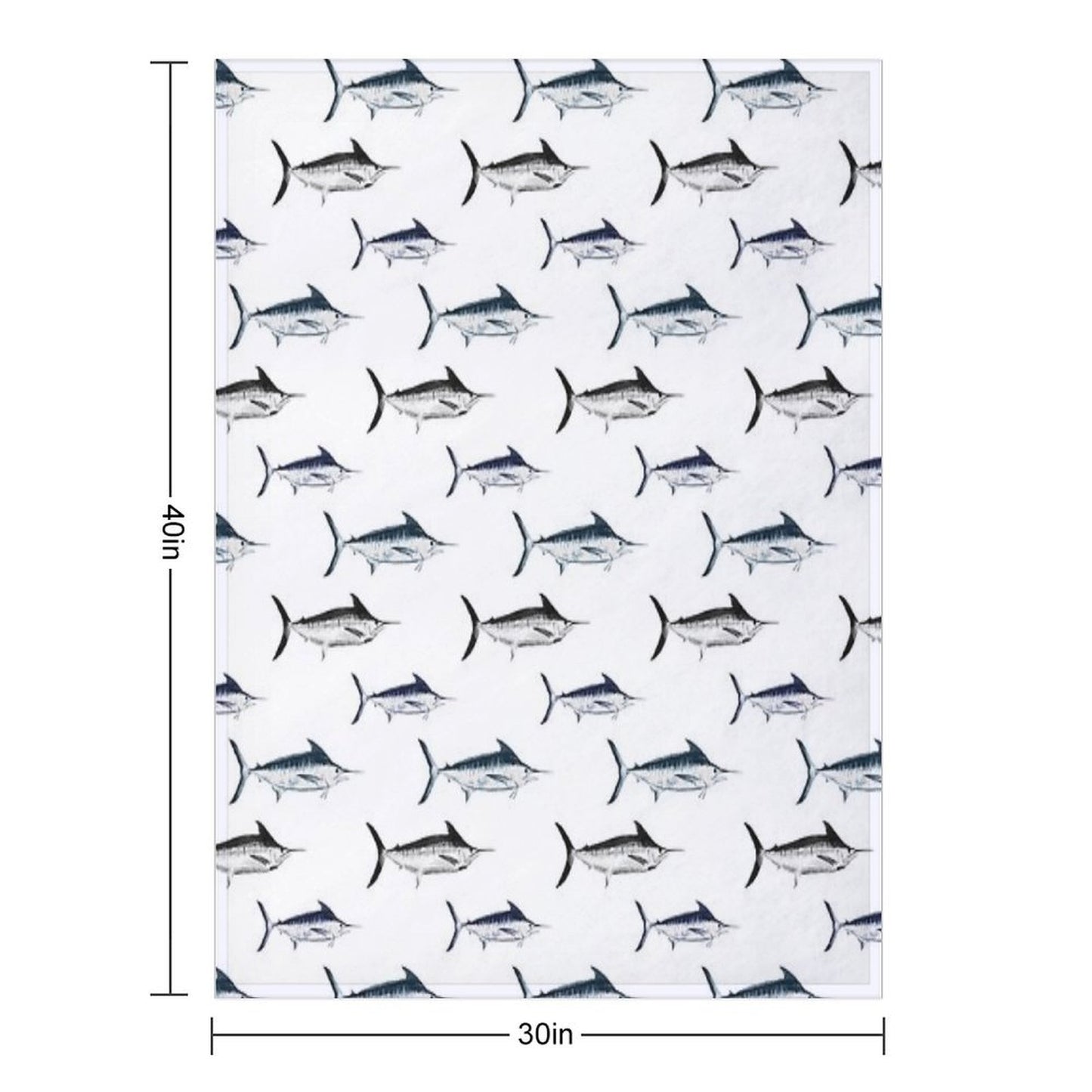Graphic Modern Vector Atlantic Blue Marlin Pattern Multi-functional Throw Blanket