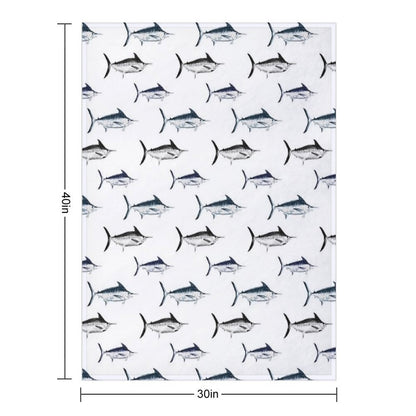 Graphic Modern Vector Atlantic Blue Marlin Pattern Multi-functional Throw Blanket