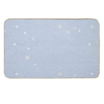 Baby Blue Silver Stars  Non-Slip Bath Mat
