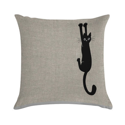 Black Cat Holding On Soft Durable Construction Throw Pillow