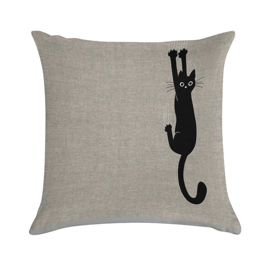 Black Cat Holding On Soft Durable Construction Throw Pillow