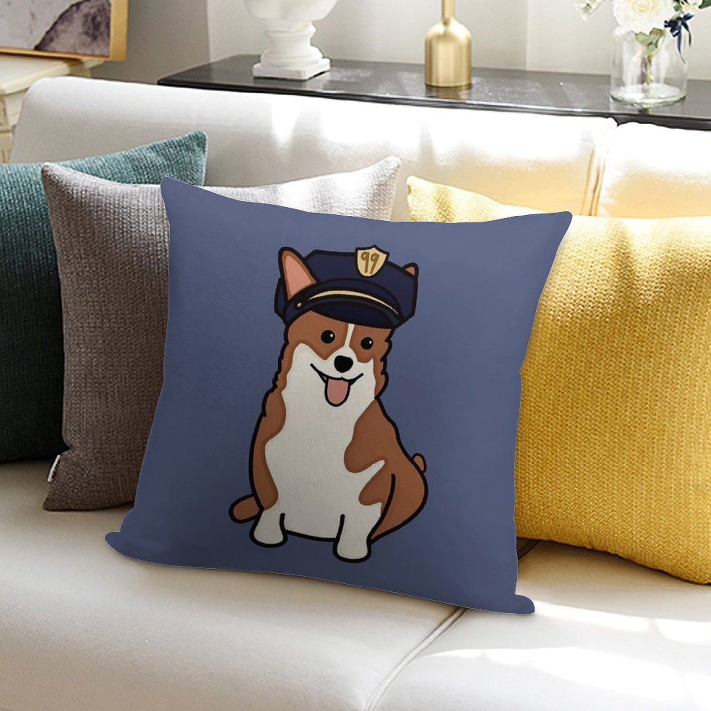 Cheddar with Police Hat Soft Ultra-Soft Texture Throw Pillow