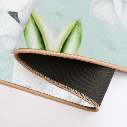 Vintage Magnolias Mint Botanical Garden Pattern  Fade-Resistant Bath Mat