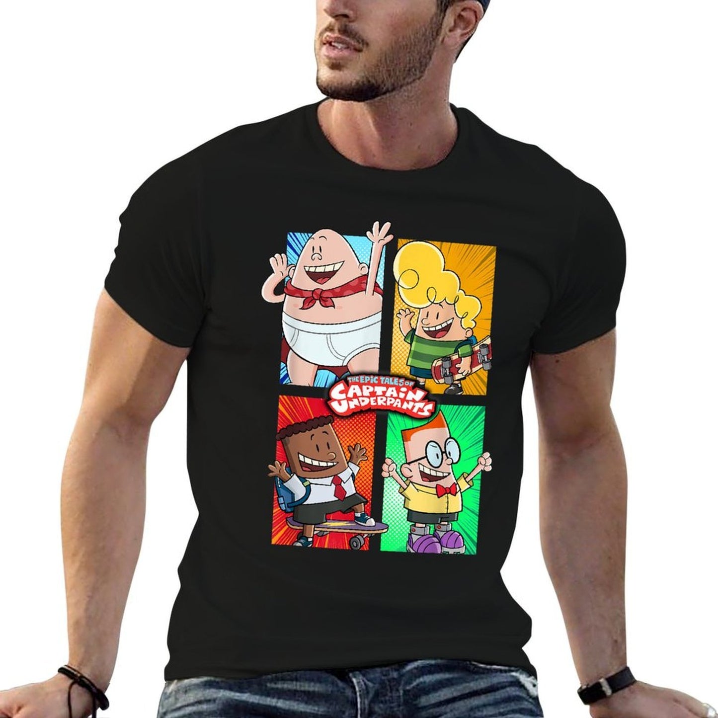 Captain Underpants The First Epic Movie 4 Square Friends  Odor-resistant T-Shirt