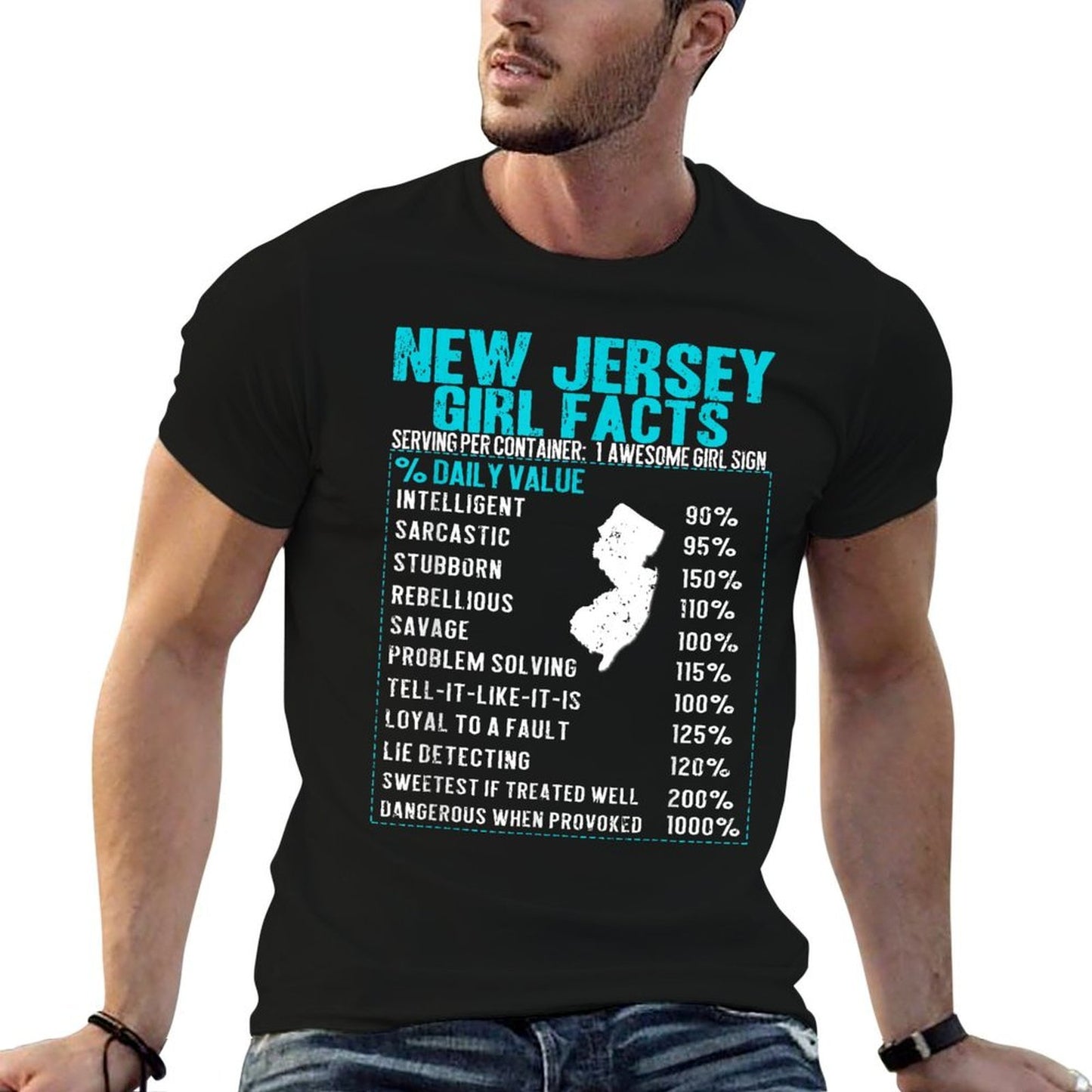 New Jersey Girl Facts Funny Birthday Gift Born in New Jersey  High-quality Stitching T-Shirt