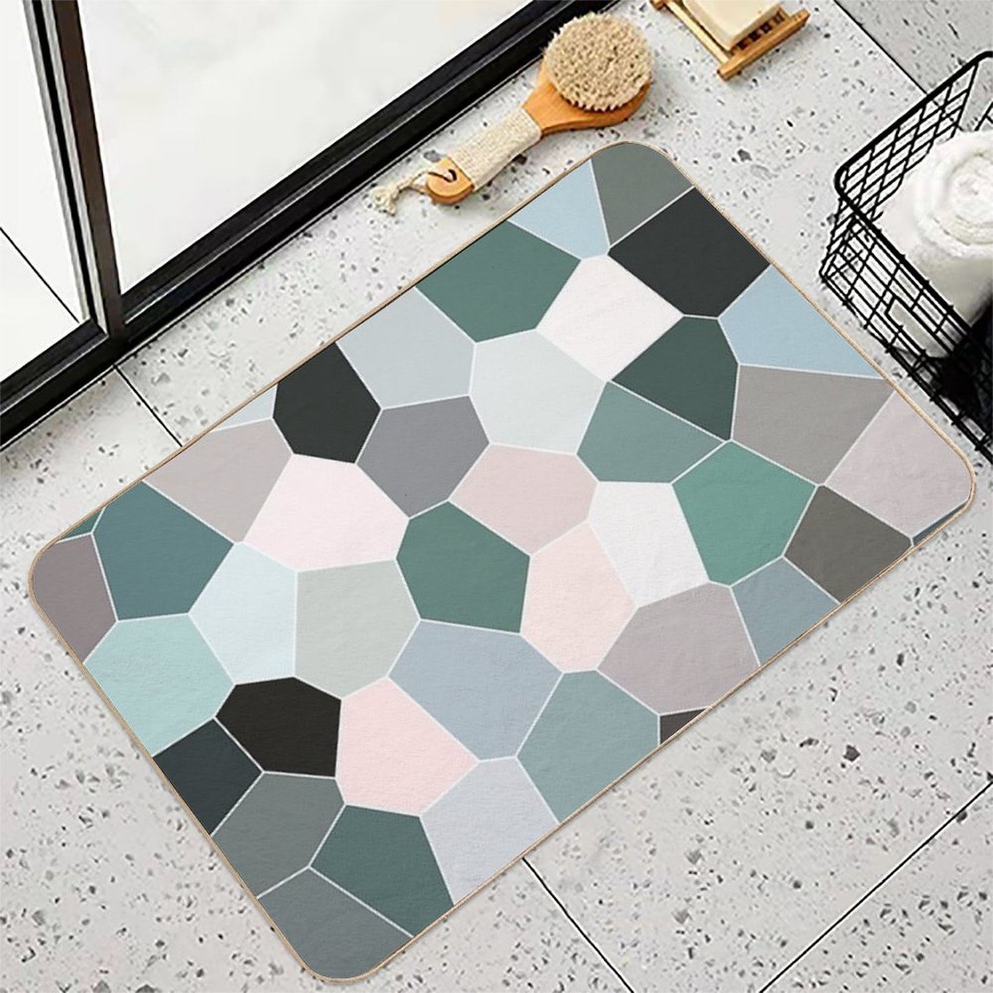 Seashell Colors Coastal Vibes Abstract Seashells And Beach Pebbles Mosaic 2 of 4  Eco-Friendly Bath Mat