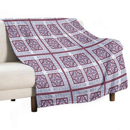 White And Blue Geometric Tile Quick-dry Throw Blanket