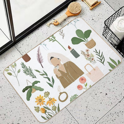 Vintage Selfcare Plants  Easy To Clean Bath Mat