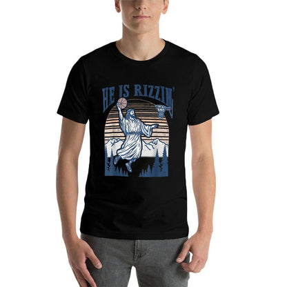 He Is Risen Rizzin' Easter Jesus Christian Faith Basketball  High-quality Stitching T-Shirt