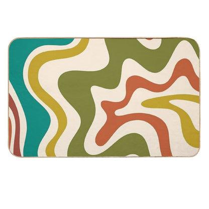 Liquid Swirl Retro Abstract Pattern in Mid Mod Colours on Cream  Versatile Bath Mat