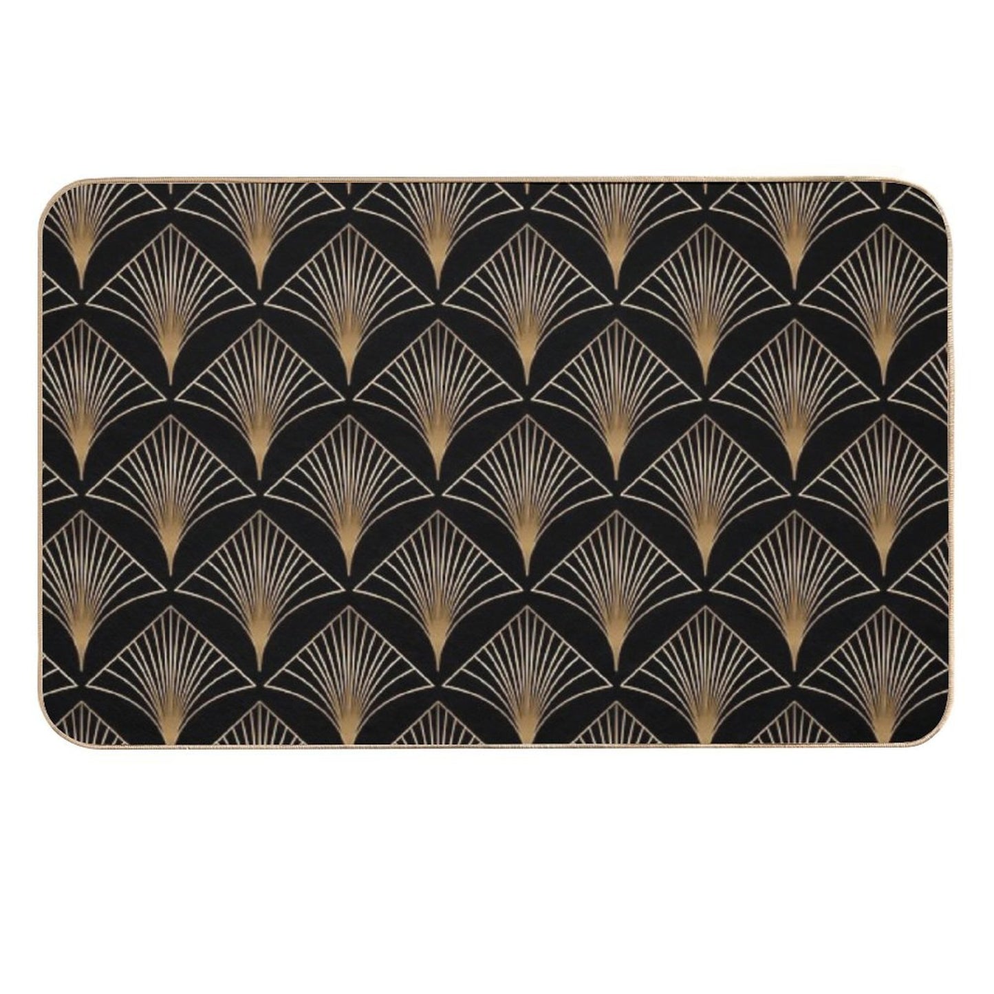 Art Deco Geometric Gold Black Pattern  Anti-Trip Bath Mat