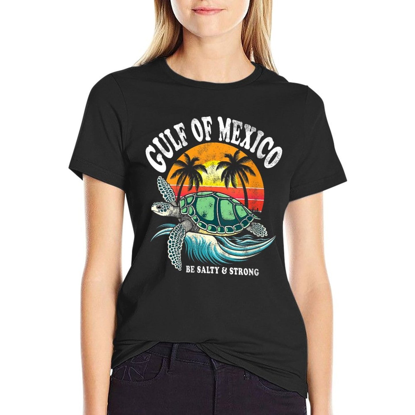 Womens Retro Vintage Turtle Gulf of Mexico Be Salty And Strong  Classic T-Shirt
