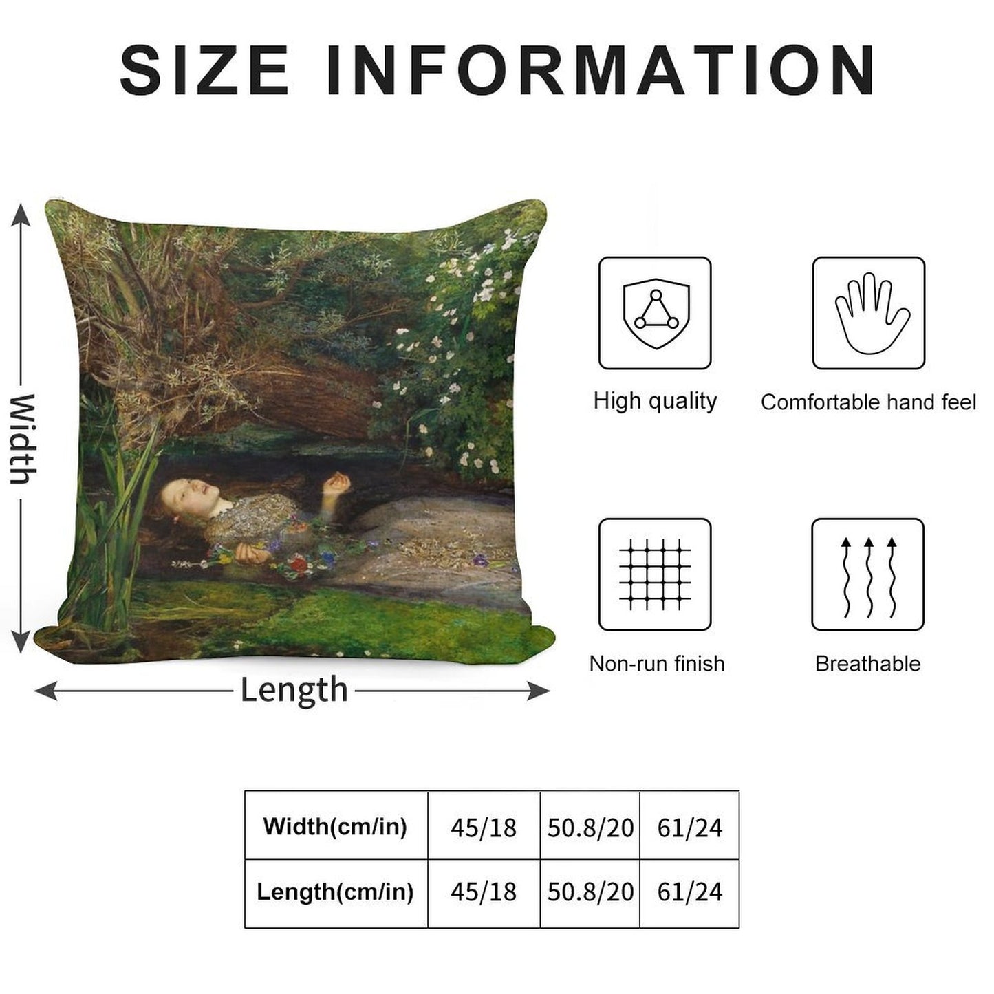 Ophelia - John Everett Millais Soft Style Accent Throw Pillow