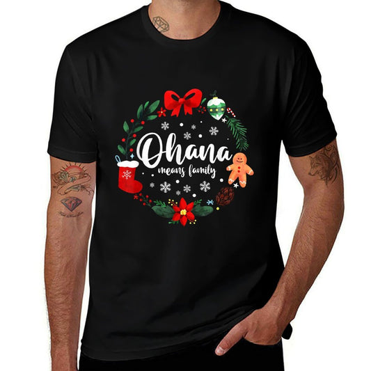 Ohana Means Family Christmas Holiday Matching Vacation  Durable T-Shirt