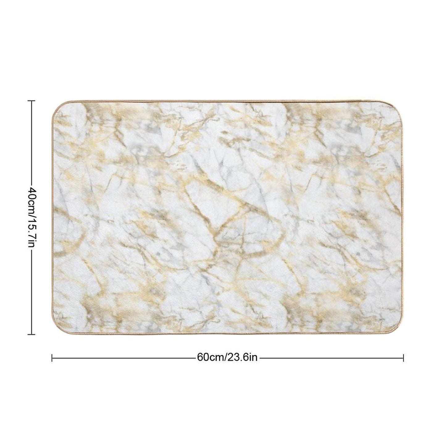 White And Gold Marble  Absorbent Bath Mat