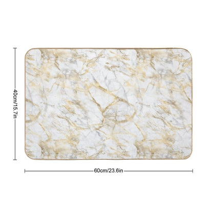 White And Gold Marble  Absorbent Bath Mat