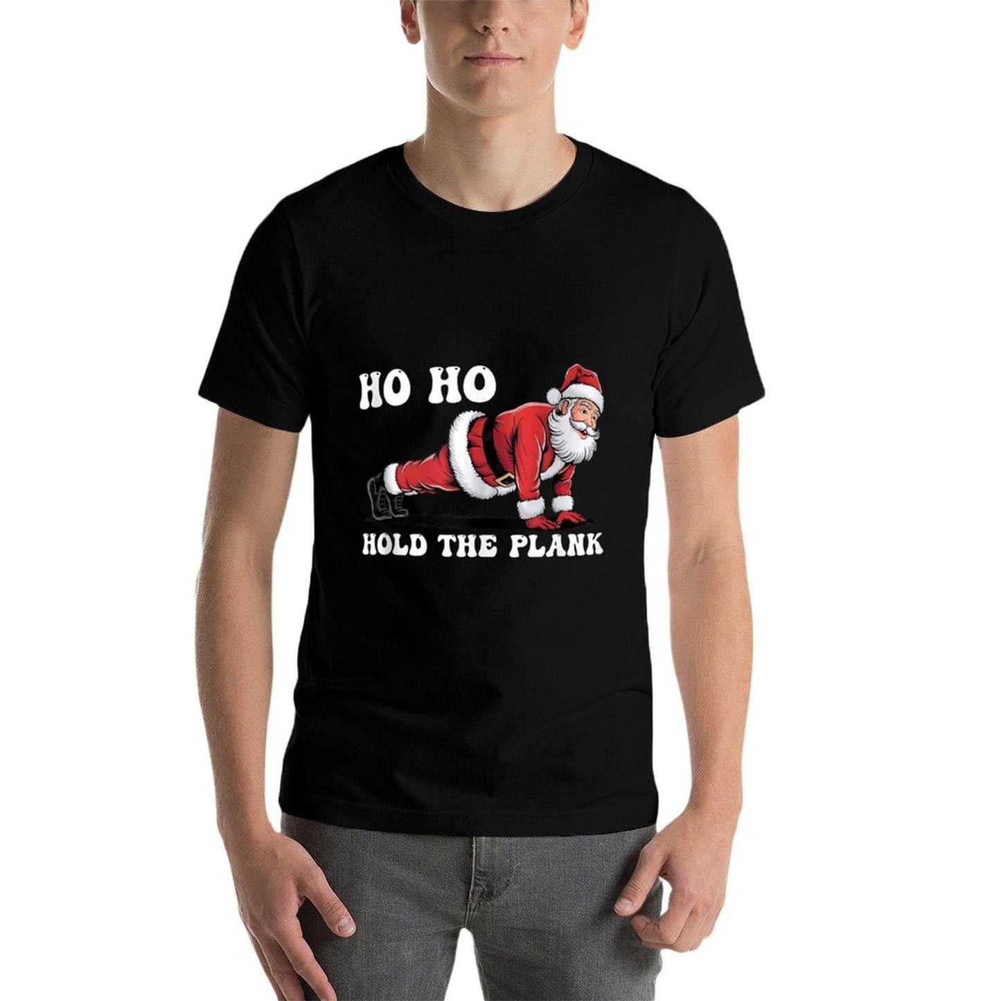 Ho Ho Hold The Plank Santa Workout Funny Christmas Gym  Durable T-Shirt