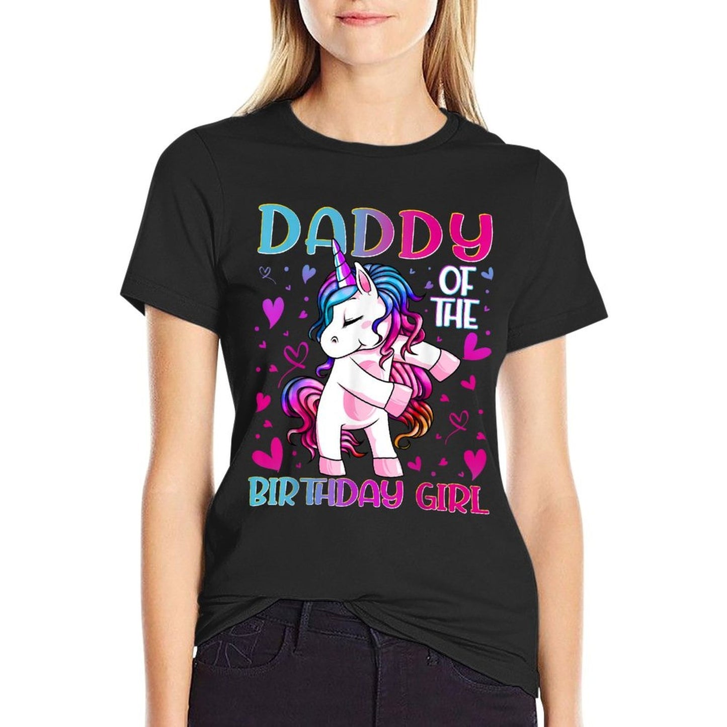 Daddy of The Birthday Girl Flossing Unicorn Dad Daddy Gifts  Relaxed-fit T-Shirt