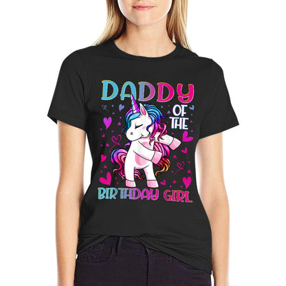 Daddy of The Birthday Girl Flossing Unicorn Dad Daddy Gifts  Relaxed-fit T-Shirt