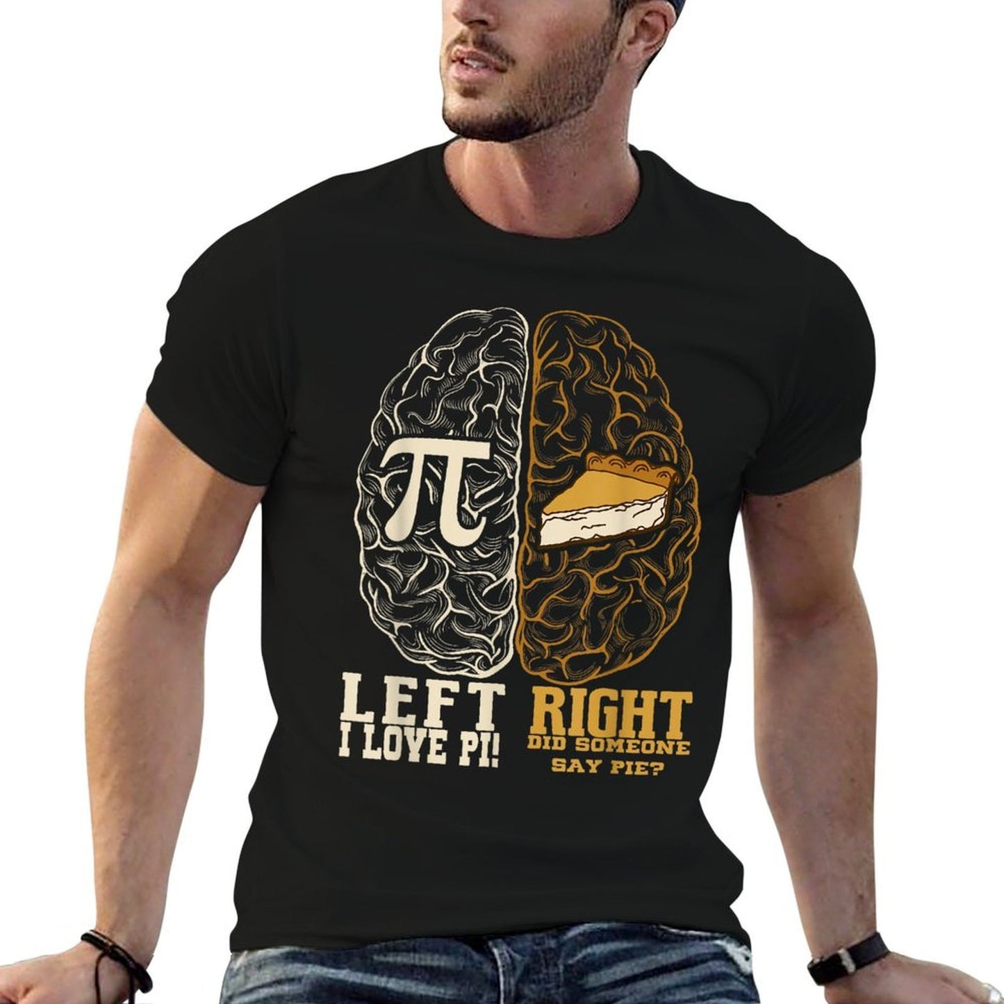 Left Brain Right Brain Pi Day Math Student Teacher Pi Day  Eco-friendly Material T-Shirt