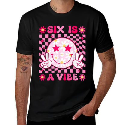 Six Is A Vibe Groovy 6th Birthday 6yr Old 6 Year Old Girls  Lightweight T-Shirt