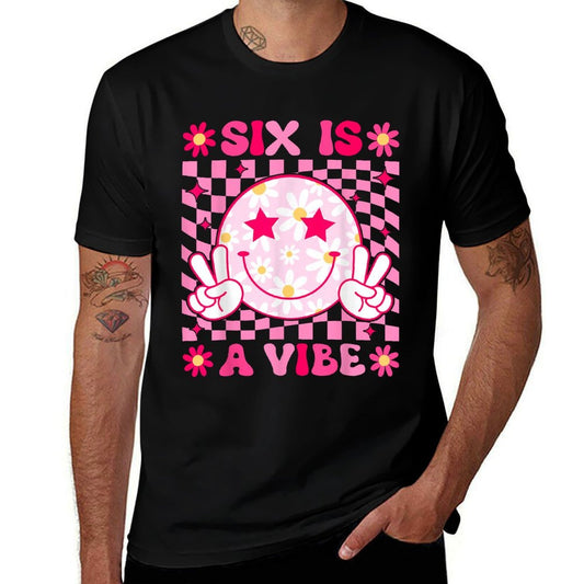 Six Is A Vibe Groovy 6th Birthday 6yr Old 6 Year Old Girls  Lightweight T-Shirt