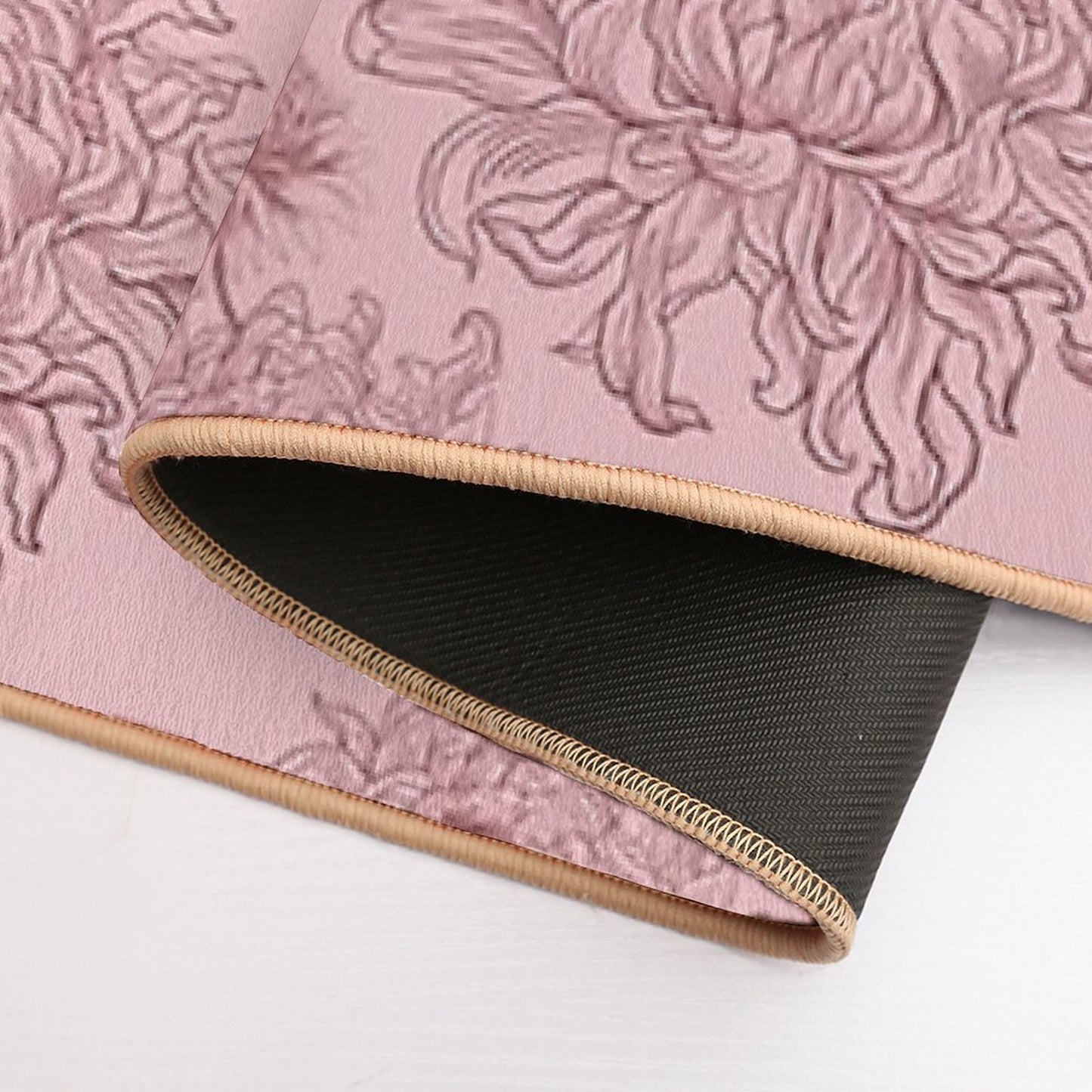 Vintage Floral Pattern on Soft Pink Background  Pet-Safe Bath Mat