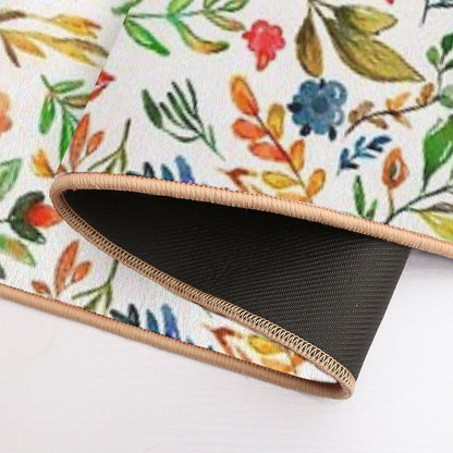 Watercolor Hand Drawn Flowers And Foliage  Odorless Bath Mat