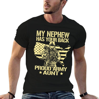 Greenlight Idea I Love My Soldiers My Nephew Has Your Back Proud Army Aunt Military Auntie Gift  Polyester Blend T-Shirt