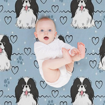 LOVE Black And White Japanese Chin Wrinkle-free Throw Blanket