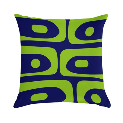 Mid Century Modern Piquet Abstract Pattern in Bright Navy Blue And Lime Green Soft Shrink-Resistant Throw Pillow