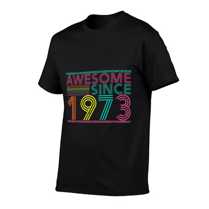 Turning 50 Birthday Decorations Men 50th BDay 1973 Birthday  Ribbed Collar T-Shirt