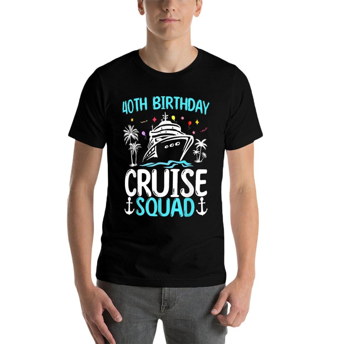 40th Birthday Cruise Squad Gifts 2025 Matching Party Family  Trendy Pattern T-Shirt