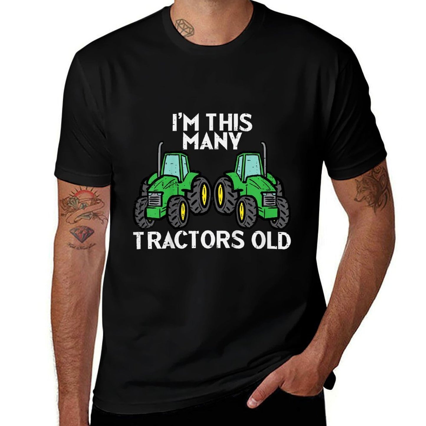 Kids 2nd Birthday Im This Many Tractors Old 2 Toddler Boys Kids  Summer-ready Fabric T-Shirt