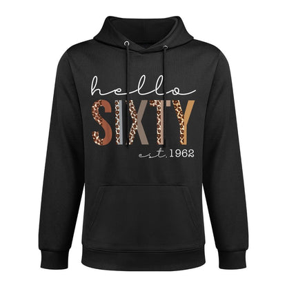 Hello Sixty EST 1962 Leopard Born in 1962 60th Birthday All-Day Comfort Hoodie