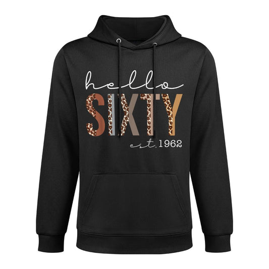 Hello Sixty EST 1962 Leopard Born in 1962 60th Birthday All-Day Comfort Hoodie