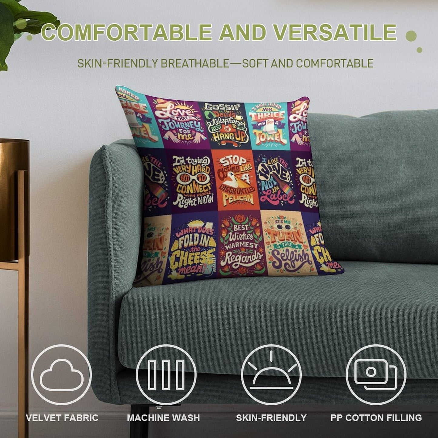 SC Collage Soft High-Density Material Throw Pillow