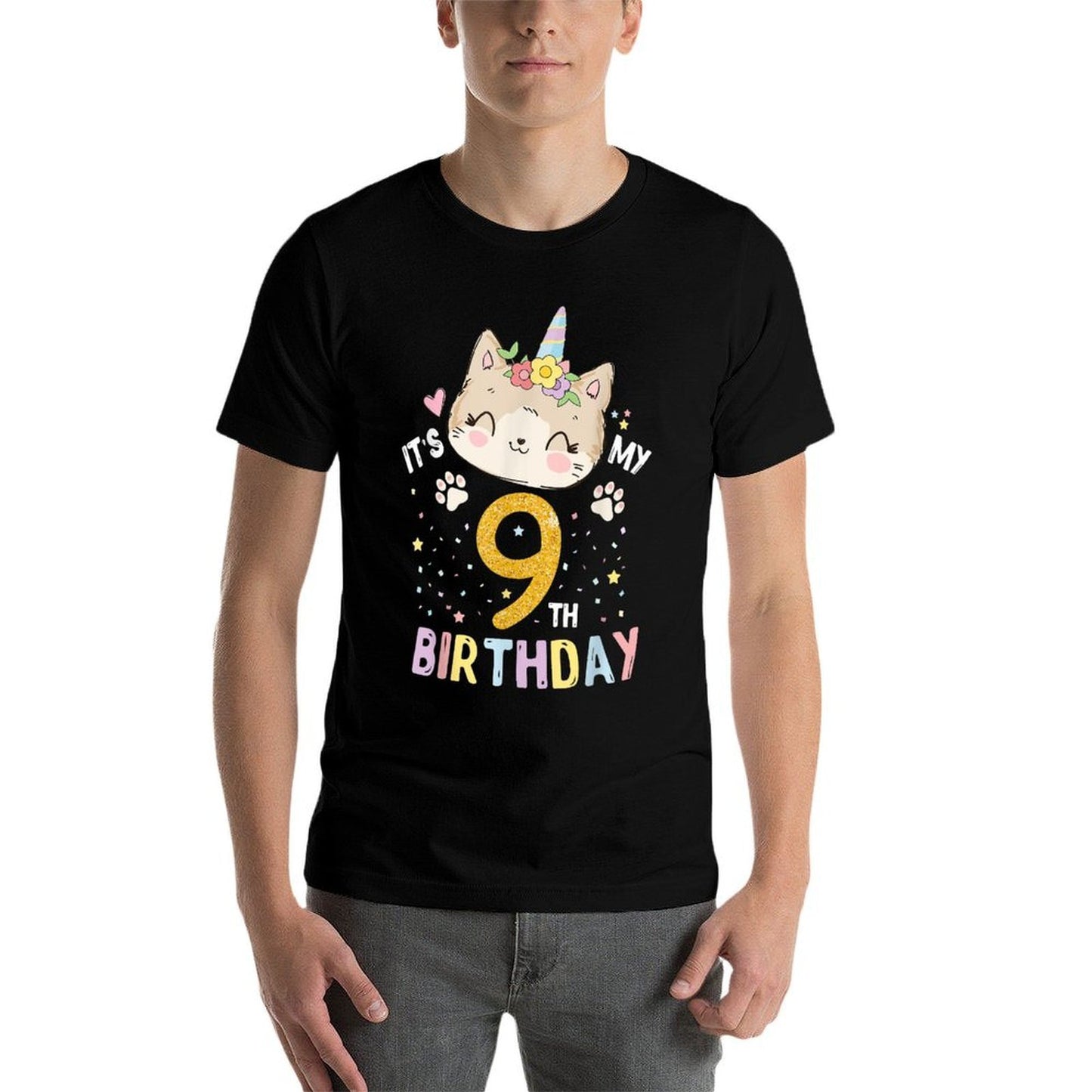 It’s My 9th Birthday Cute Unicorn Cat 9-Year-Old Girl  Odor-resistant T-Shirt