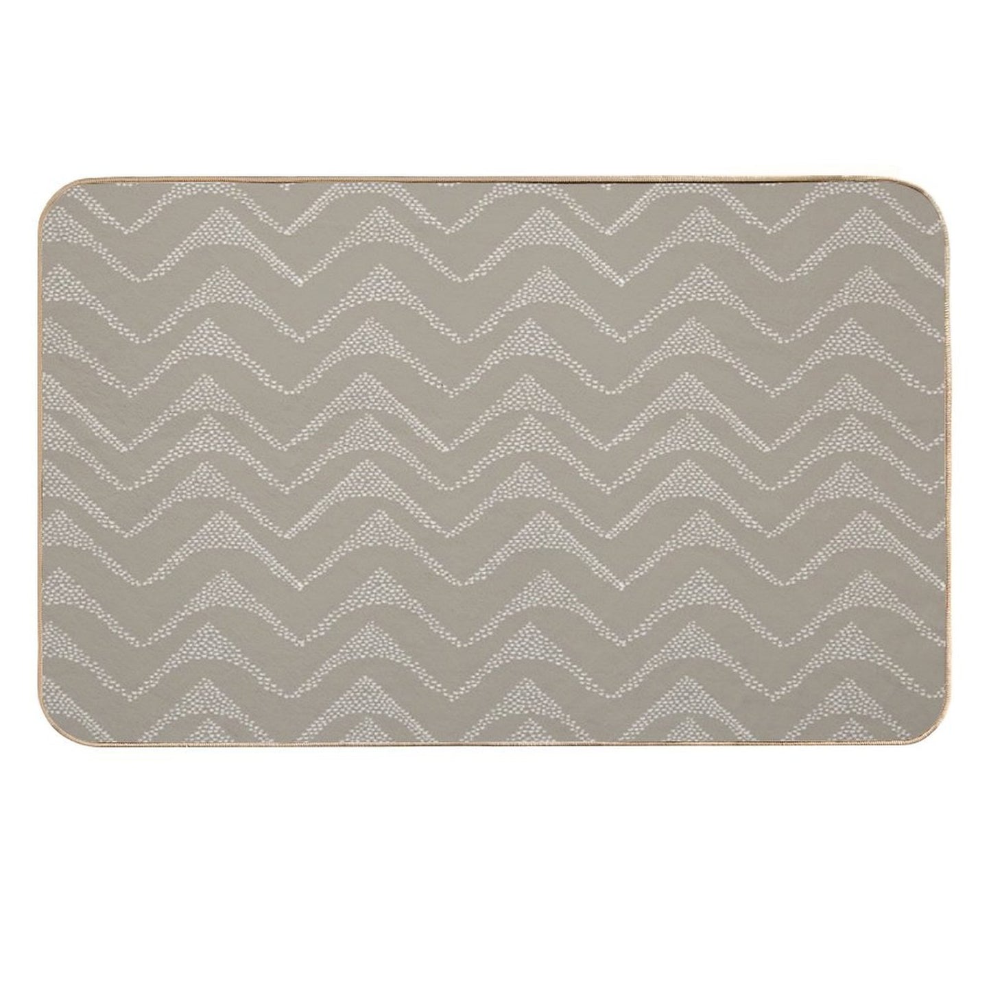 Horizontal Stippled Lines White on Taupe  Rapid-Drying Bath Mat