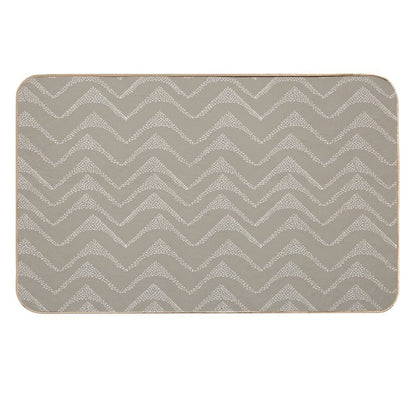 Horizontal Stippled Lines White on Taupe  Rapid-Drying Bath Mat