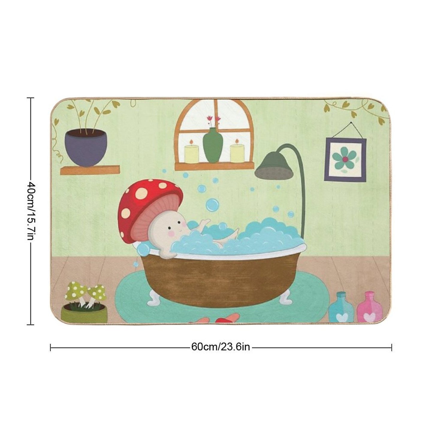 Mushroom Taking Bath  Rapid-Drying Bath Mat