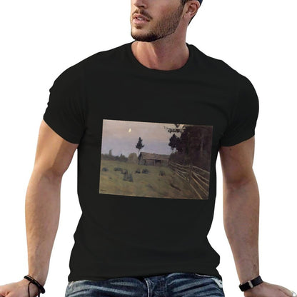 Twilight by Isaac Levitan (1900) Premium  High-quality Stitching T-Shirt