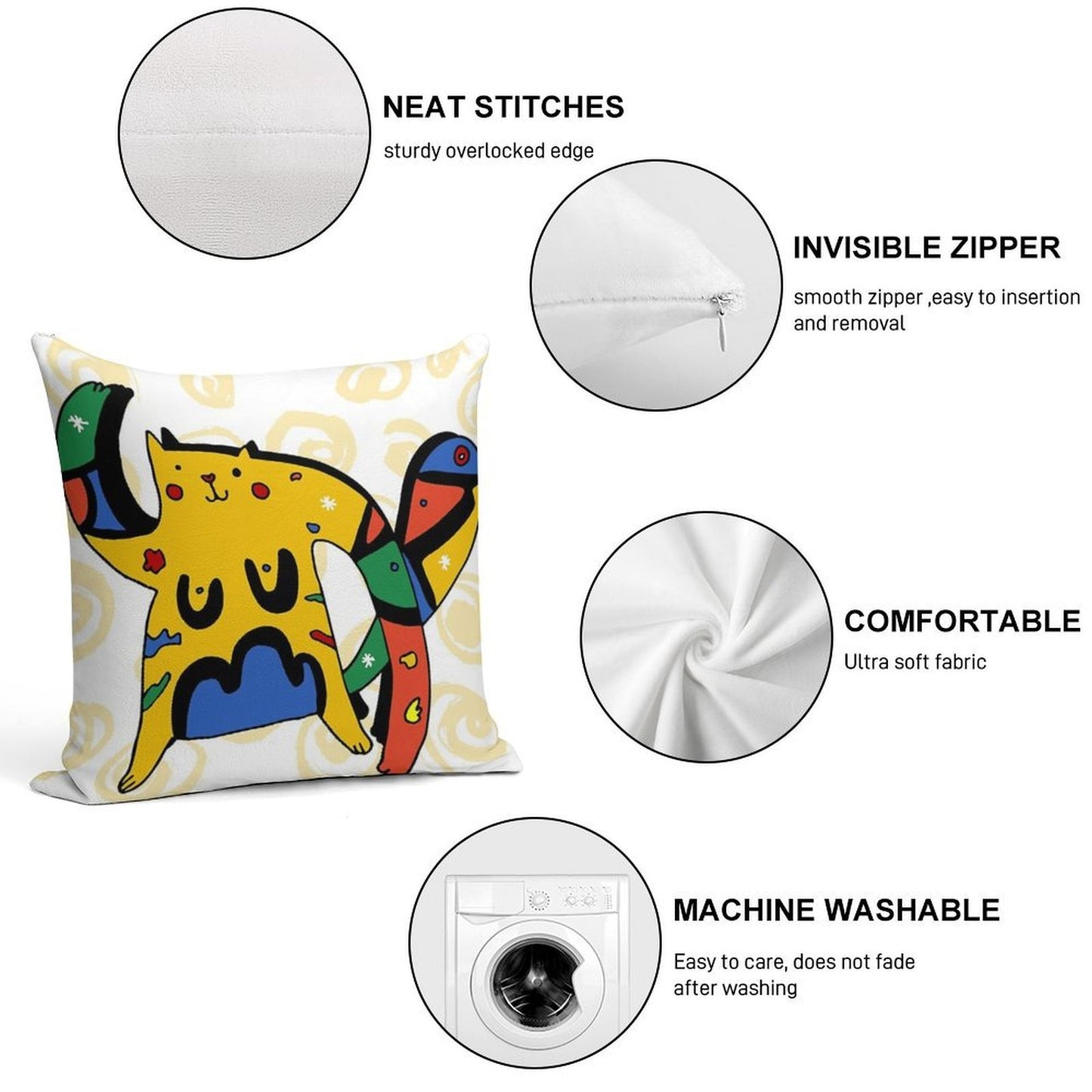 Joan Miro's Cat Soft Ultra-Soft Texture Throw Pillow