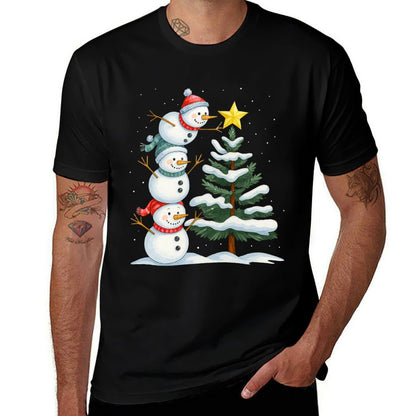 Funny Christmas Snowman Topper Tree Holiday Family Men Women  Vintage-inspired T-Shirt