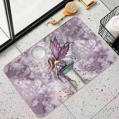 The Lookout Watercolor Fairy Illustration by Molly Harrison  Dirt-Trapping Bath Mat